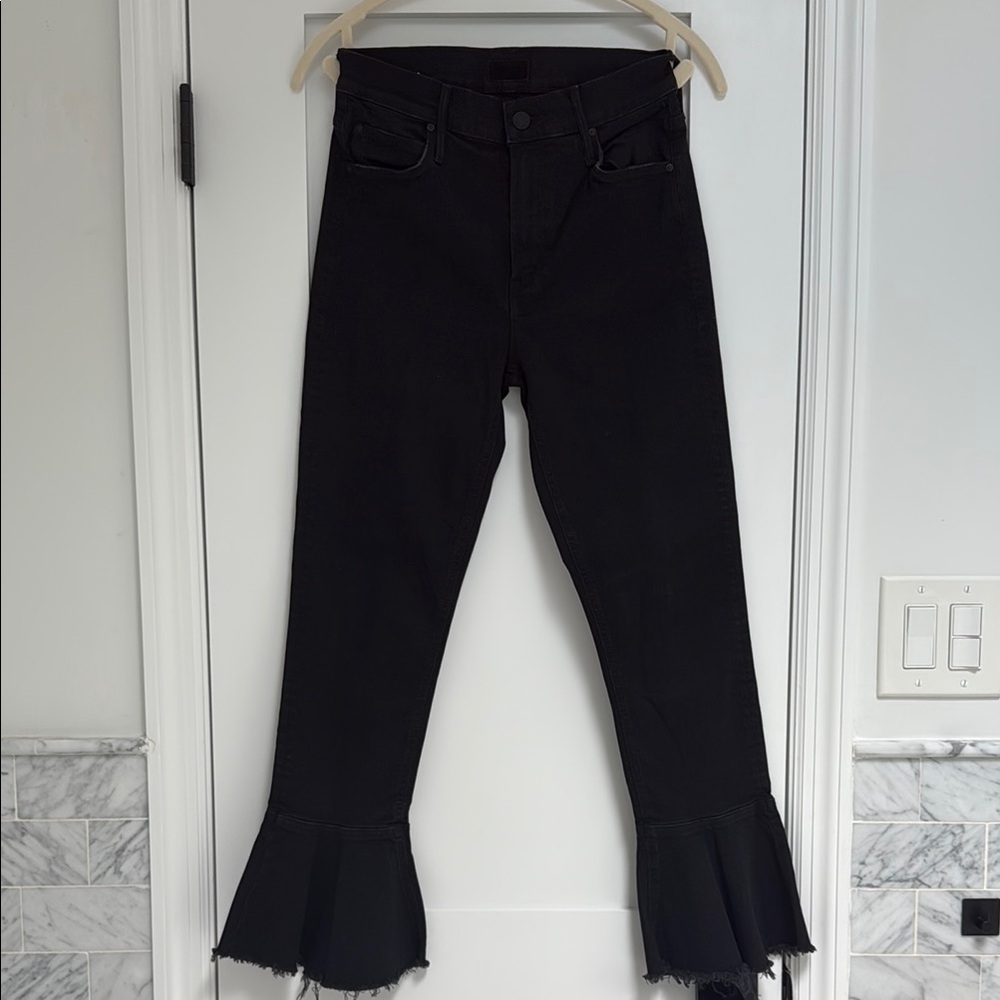 MOTHER Black Flare Wide Leg Jeans